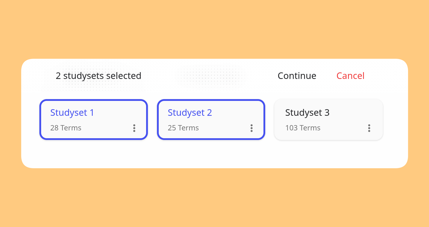 New Studyset Combination Feature Screenshot